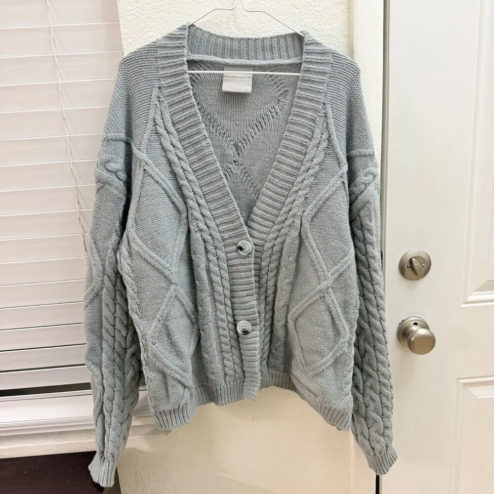 Taylor Swift The Tortured Poets Department Gray Cable Knit Cardigan XL 2XL